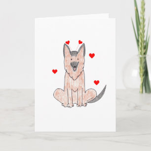German Shepherd Valentine Ears Holiday Card