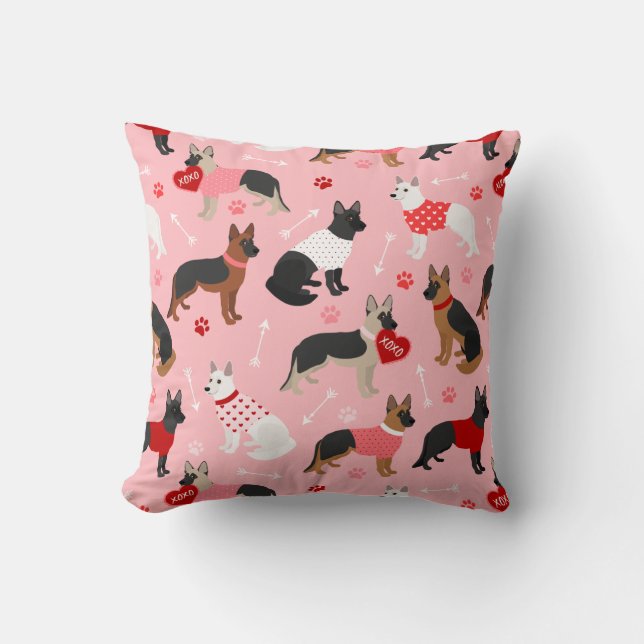 German Shepherd Valentine Pattern Cushion (Front)