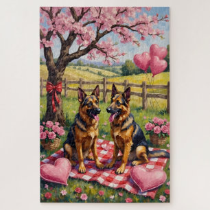German Shepherd Valentine’s Day Art Jigsaw Puzzle