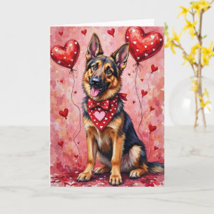 German Shepherd Valentine’s Day Dog with Hearts Card