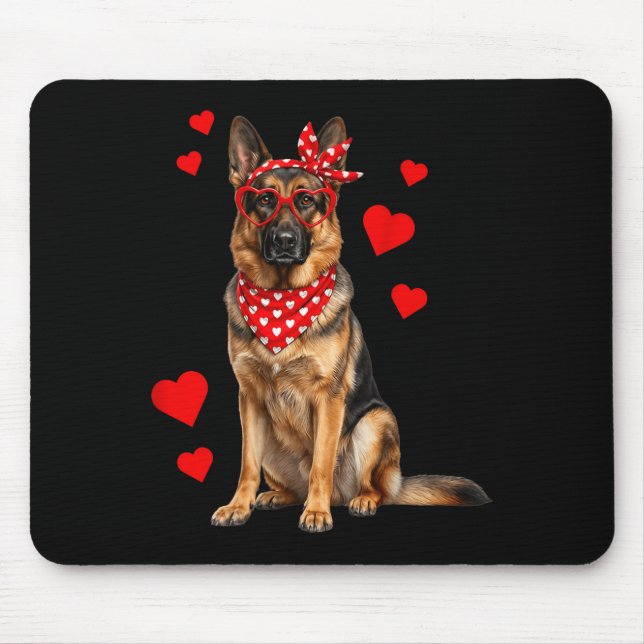 German Shepherd Valentines Day Dog Lover Heart  Mouse Pad (Front)