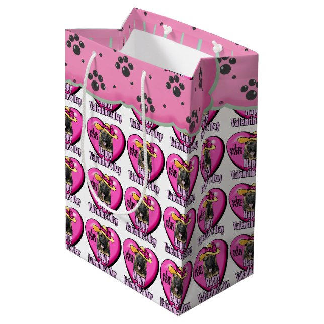 German Shepherd Valentine's Day Medium Gift Bag (Back Angled)