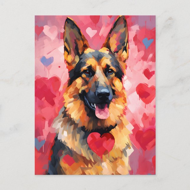 German Shepherd Valentines day Postcard (Front)