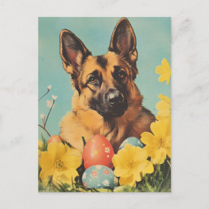 German Shepherd Vintgae Easter Postcard
