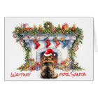 German Shepherd Wait for Santa Christmas Fireplace