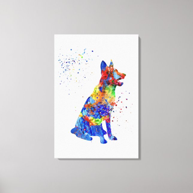 German Shepherd, watercolor German Shepherd Canvas Print (Front)