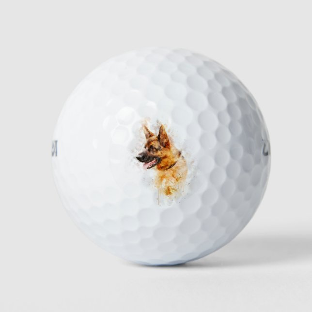 German Shepherd watercolor Golf Balls (Front)