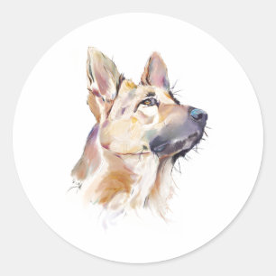 German Shepherd Watercolor, Sticker
