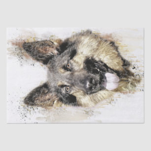 German Shepherd Watercolor Tissue Paper