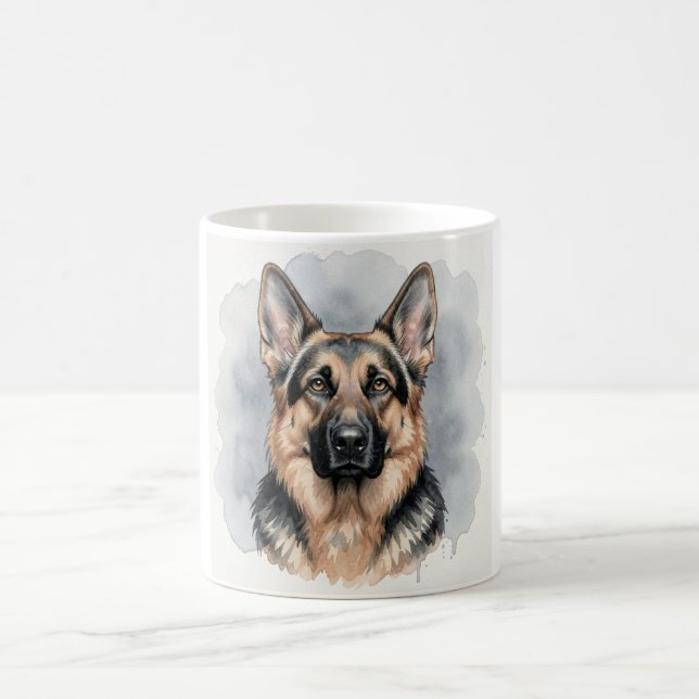 German Shepherd Watercolour Portrait Coffee Mug (Center)
