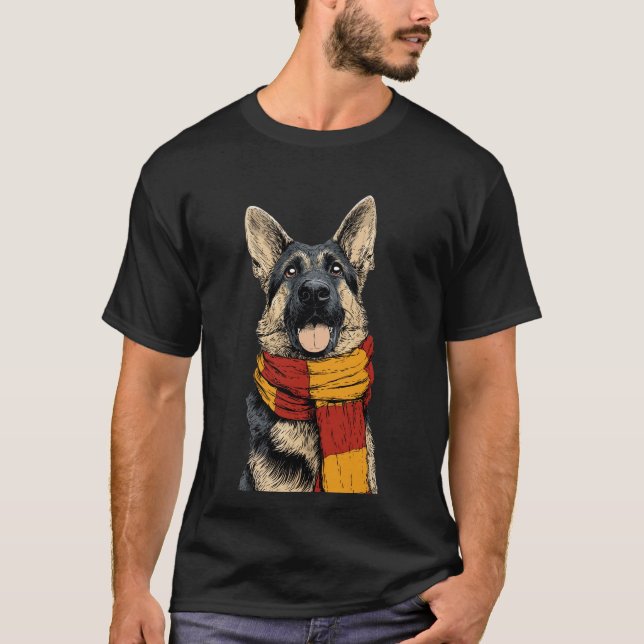 German Shepherd Wearing a Scarf T-Shirt (Front)