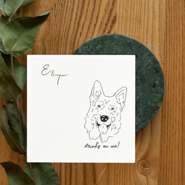 German Shepherd Wedding Cocktail Napkins (Creator Uploaded)