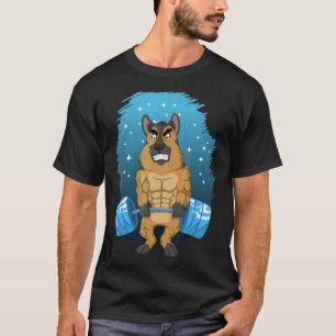 German Shepherd Weightlifting Deadlift Gym  Men Wo T-Shirt