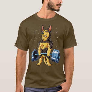 German Shepherd Weightlifting Fitness T-Shirt