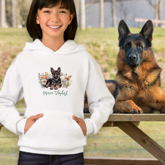 German Shepherd Wildflowers Kids Sweatshirt (Creator Uploaded)