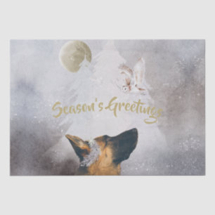 German Shepherd Winter Watercolor Holiday Gold Wra Tissue Paper