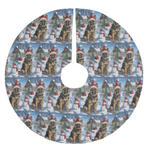 German Shepherd Winter Wonderland Christmas Joy Brushed Polyester Tree Skirt