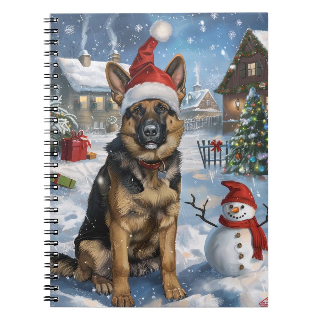 German Shepherd Winter Wonderland Christmas Joy Notebook (Front)