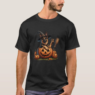 German Shepherd Witch Pumpkin Halloween Mens Women T-Shirt