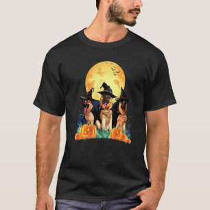 German Shepherd Witch Pumpkin Halloween Night Dog T-Shirt