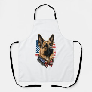 German Shepherd with American Flag Apron