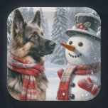 German Shepherd With Christmas Snowman Paper Plate<br><div class="desc">A German Shepherd wearing a red and white scarf stands beside a snowman with a top hat amidst a snowy landscape</div>