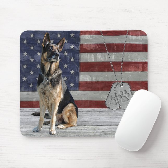 German Shepherd With Dog Tags Mouse Pad (With Mouse)