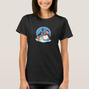 German Shepherd with snowman T-Shirt