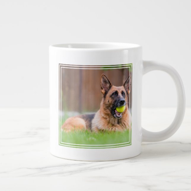 German Shepherd With Tennis Ball Large Coffee Mug (Right)