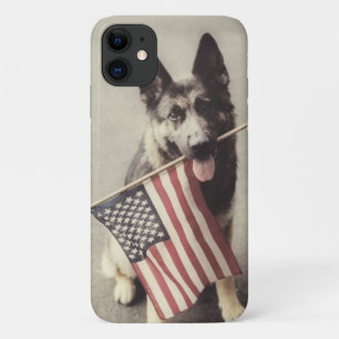 German Shepherd With US Flag Case-Mate iPhone Case