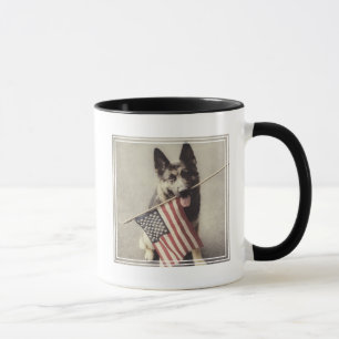 German Shepherd With US Flag Mug