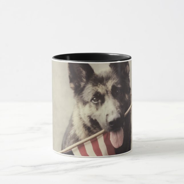 German Shepherd With US Flag Mug (Center)