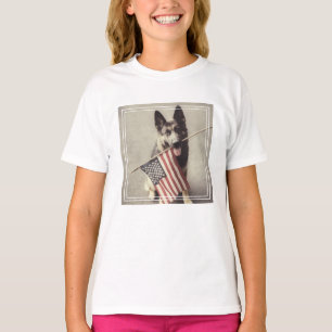 German Shepherd With US Flag T-Shirt