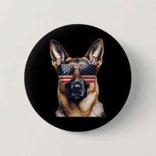 German Shepherd With Usa Flag Independence Day 4th 6 Cm Round Badge
