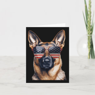 German Shepherd With Usa Flag Independence Day 4th Card