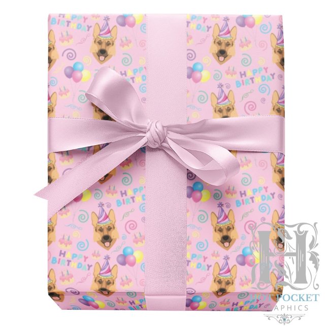 German Shepherd Wrapping Paper in Pink (Creator Uploaded)