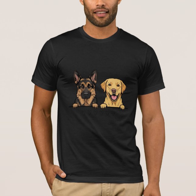 German Shepherd & Yellow Lab Best Friends T-Shirt (Front)