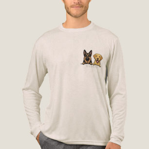 German Shepherd & Yellow Lab Friends pocket size Tri-Blend Shirt