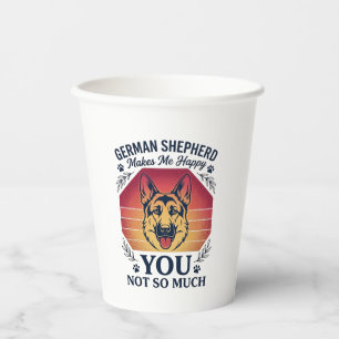 German Shepherd You Dog Retro Sunset Paws_1 Paper Cups