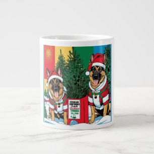 German Shepherds Are Running A Christmas Tree Lot Large Coffee Mug