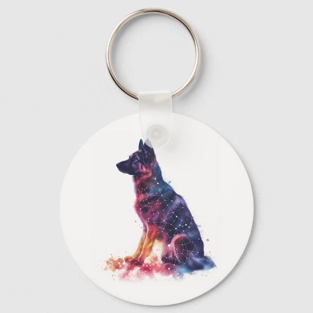 German Shepherds Forming Galactic Patterns Arrange Key Ring (Front)