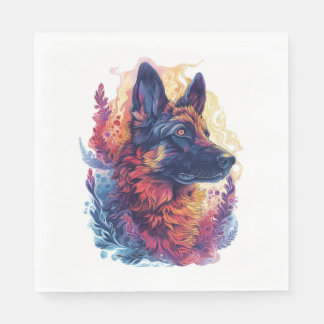 German Shepherds in Deep Sea Elegance Napkin