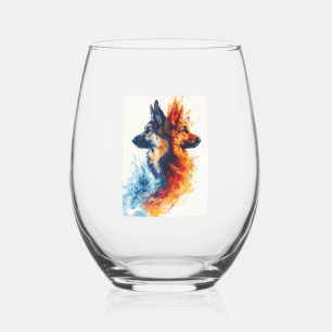 German Shepherds in Elemental Harmony Stemless Wine Glass