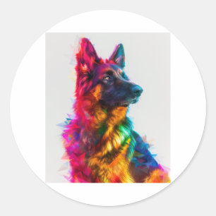 German Shepherds in Prism Perfection Classic Round Sticker