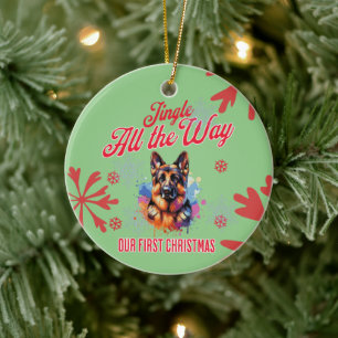 German Sheppard First Christmas Ceramic Tree Decoration