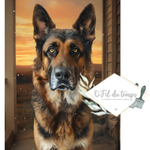 German Sheppard on a porch - Decoupage Paper