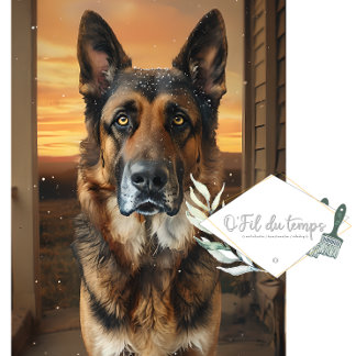 German Sheppard on a porch - Decoupage Paper
