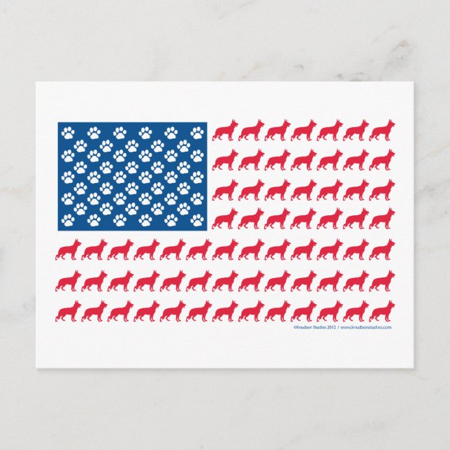German Shhepherd Patriotic USA Flag Postcard (Front)