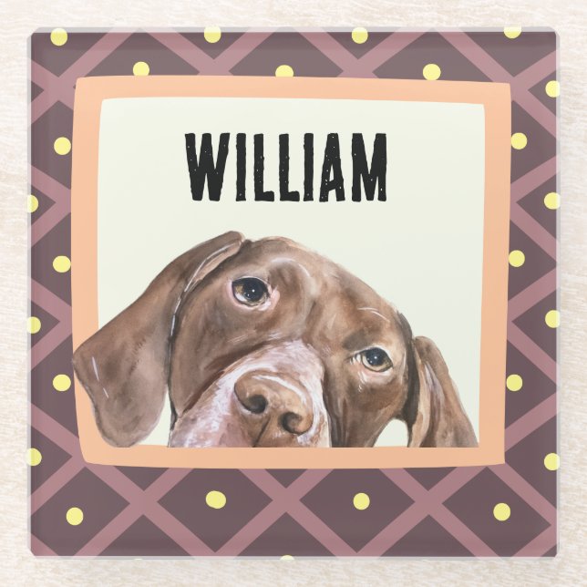 German Short Haired Pointer custom photo frame Glass Coaster (Front)