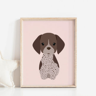 German Short Haired Puppy Nursery Kids Room Poster
